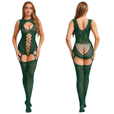 Mujeres Body Exótico Transparente Una Pieza Red Bodystocking Recortado Mono Club Foto 1 de 4