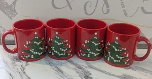 4er Set Wäechtersbach W. Germany Christbaumbecher rot grün Feiertagstasse - Bild 1 von 10
