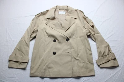 ASOS DESIGN Women's Short Relaxed Fit Adjustable Trench Coat CN6 Stone Small NWT - Image 1 of 4