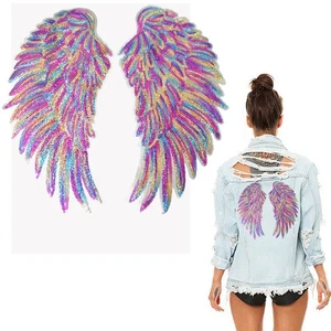 Wings Embroidered Badges for Clothes Jeans DIY Craft Patch Appliques Sequins - Picture 1 of 5