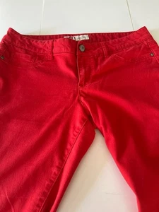 Y2K 2000s 90s Lei Red Low Rise Soft SkinnyPants Womens Size 15 Juniors - Picture 1 of 7