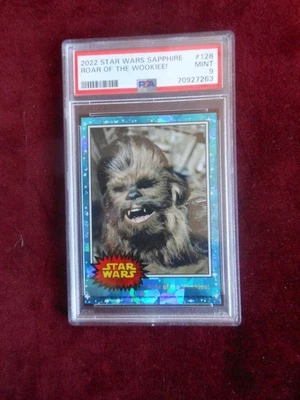 Star Wars Topps Chrome Sapphire 2022:  Chewbacca #128 PSA Graded MINT 9 - Image 1 of 3