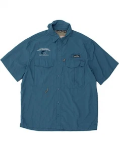 EDDIE BAUER Herren Grafik Kurzarm Hemd XL Blau Polyester CL70 - Bild 1 von 3