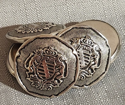 Vintage Luxembourg House Of Nassau Lion Crest Coat Of Arms Metal Buttons 1.225" - Image 1 of 2