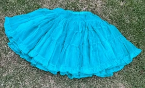 Vtg Teal Swing/Square Dance Crinoline Tutu Layered Ruffle Petticoat Underskirt - Picture 1 of 2