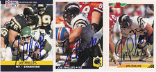 3 CT LOT JOE PHILLIPS SIGNED FOOTBALL CARDS SAN DIEGO CHARGERS