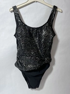 Traje de baño adelgazante Shore Shape para mujer 12 piezas negro plateado estampado animal Foto 1 de 4