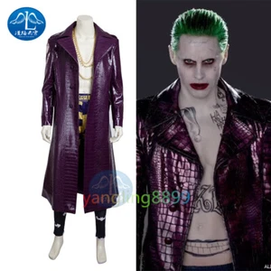 Movie Suicide Squad The Joker Jared Leto Purple Trench Coat Suit Cosplay Costume - Picture 1 of 12
