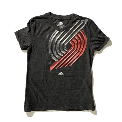 Adidas Portland Trailblazers Short Sleeve Logo V-Neck T-Shirt Girls Size M (10/1 - Image 1 of 3