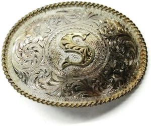 Montana Silversmiths Gürtelschnalle "S" versilbert goldfarben - Bild 1 von 9