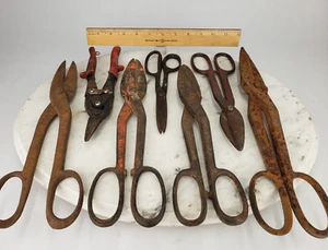 7x Vintage WISS 100 Tin Snips Solid Steel Metal Shears Scissors Cutters - Picture 1 of 15
