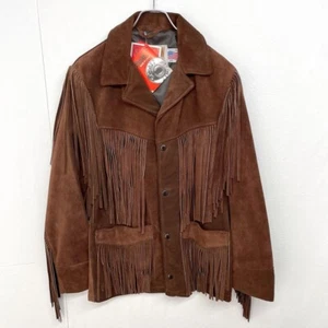 Schott Western Fringe Suede Leather Jacket Blouson Men Size 34 Brown - Picture 1 of 10