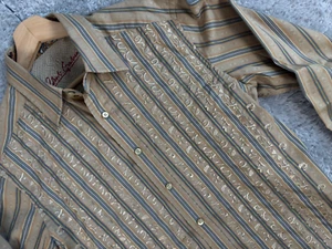 Robert Graham Shirt Mens Medium Brown Embroidered Paisley Flip Cuff Button Up - Picture 1 of 11