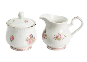 Ceramic Sugar and Creamer Set Coffee Serving Set Cream Pitcher Sugar Bowl - Picture 1 of 8