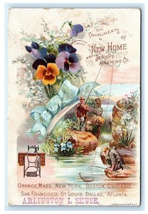 Nueva máquina de coser para el hogar tarjeta comercial hombres pesca naranja MA NY Chicago D4 - Imagen 1 de 2