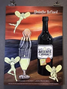 ABSINTHE Ad Poster, Homage A Munch by artist John Pacovsky, New 19x26” - Picture 1 of 7