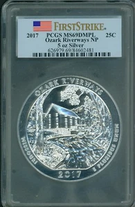 2017 OZARK RIVERWAYS  NP  ATB 5 Oz. SILVER PCGS MS69 DMPL First Strike FS F.S. - Picture 1 of 2