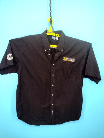 Kalitta Motorsports Shirt Mens XL Black Mac Tools Button Short Sleeve Technicoat Cover