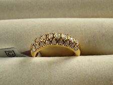 Diamond Pave Maharaja 14K Gold Plated Sterling Silver Ring Size L-M/6 RRP £143