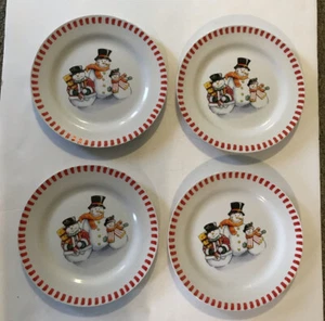 Trisa Stoneware Snowman Family Dinner Plates Set Of Four 9.5 In.!!! - Picture 1 of 2