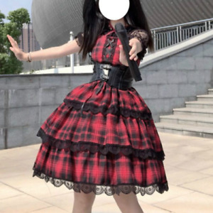 Summer Japanese Gothic Lolita  Dress Women Victorian Vintage Cosplay Punk Lolita