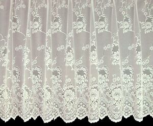 WINDOW PRIVACY COTTAGE GARDEN CREAM FLORAL LACE NET CURTAIN SOLD BY THE METRE