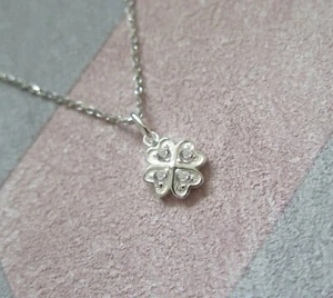 Argento Sterling Irlandese Quattro Quadrifoglio Cristallo Ciondolo Collana - Foto 1 di 1
