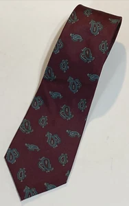 Cravatta cravatta vintage Oscar De La Renta Couture marrone paisley, seta - Foto 1 di 6