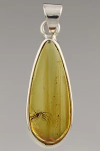 2 Fossil Insect MIDGES Genuine BALTIC AMBER Silver Pendant 4.7g 181205-17 - Picture 1 of 4