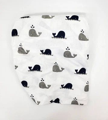 Sábana bajista ajustada de punto jersey de algodón American Baby Whale 17" x 27" B79 Foto 1 de 4