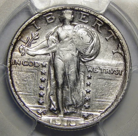 1918/7-S PCGS AU53 STANDING LIBERTY QUARTER Cover
