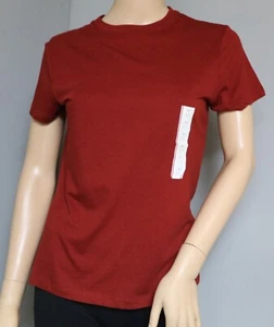 A NEW DAY WOMEN'S SIZE XS SOFT TEE T-SHIRT SHORT SLEEVED BURGUNDY RED CREW NECK - Picture 1 of 5