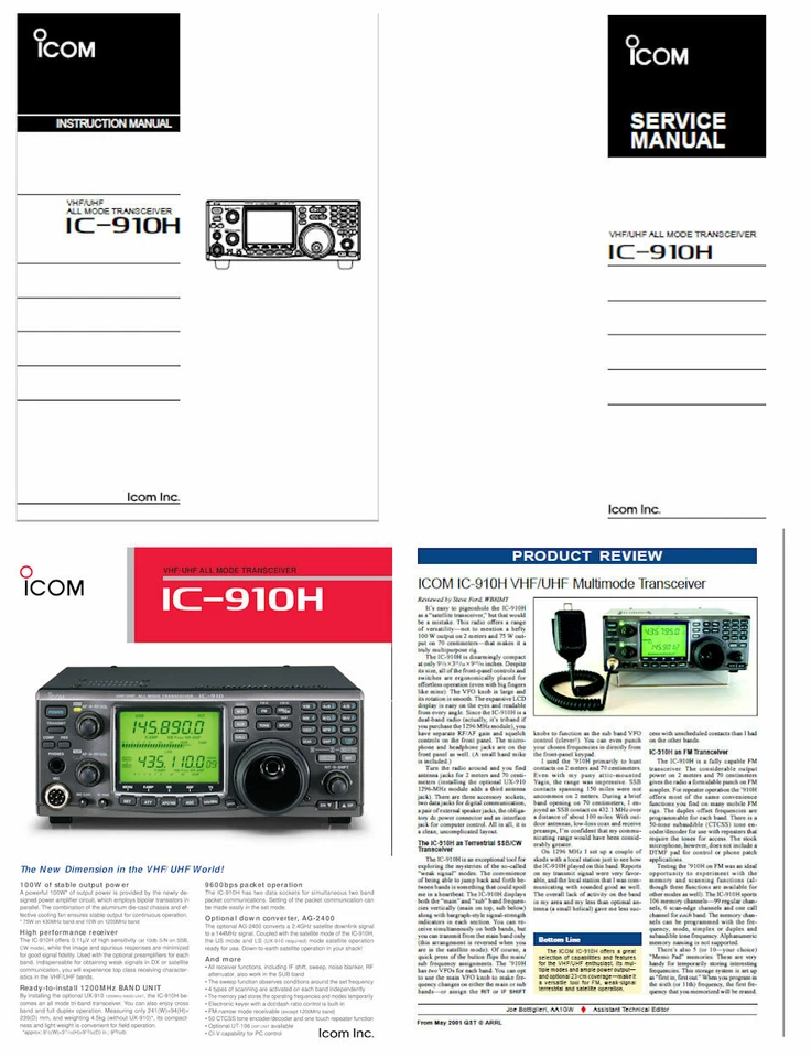 ICOM IC-910H INSTRUCCIONES + MANUAL DE SERVICIO + FOLLETO A COLOR + REVISIÓN Foto 1 de 1