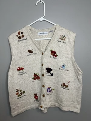 Chaleco Suéter Vintage Marisa Christina Años 90 Talla XL Lista de Tareas Otoño Y2K Campamento Foto 1 de 4