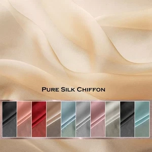 55'' Wide Plain Mulberry Pure Silk Chiffon Fabric By the Yard Flowy Wedding Silk - Picture 1 of 24
