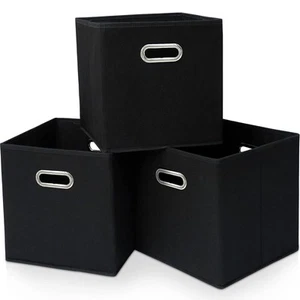 Black Fabric Cubby Storage Bins，13x13x13 Inches ，Cube Organizer Bin Foldable ... - Picture 1 of 7