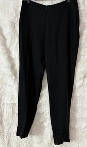 CARLA ZAMPATTI Black Slim Seam Front Crepe Zip Front Cuffed Pants Size 12 $599 - Picture 1 of 5