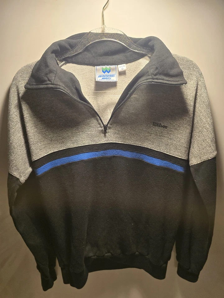 Pullover Wilson Sporting Goods Winning Ways algodón/acrílico 1/4 cremallera pequeño retro Foto 1 de 4