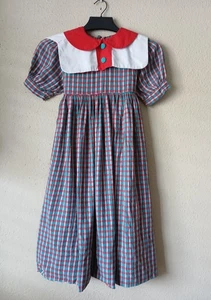 Vintage Mondays Child Dress Girls 8 Plaid Puff Sleeve Made USA 80s - Picture 1 of 14