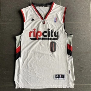 Adidas NBA Portland Trail Blazers Damian Lillard #0 Rip City Jersey Size L White - Picture 1 of 11
