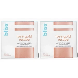 2 Bliss Rose Gold Rescue 8% PHA + AHA Blend 15 Facial Treatments (2 PACK) - Picture 1 of 6