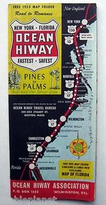 1953 OCEAN HIGHWAY New York to Florida* NICE GRAPHICS Charleston Norfolk Miami + - Picture 1 of 1