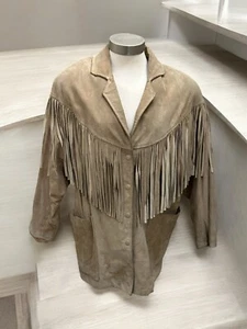 VINTAGE 1970-80s,Women’s Western Jacket,Beige,Fringed Medium - Picture 1 of 20