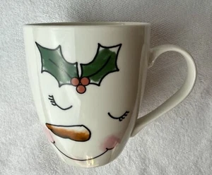 Pfaltzgraff Lady Snowman Face Christmas Winter Coffee Mug 16oz White, kitsch - Picture 1 of 4