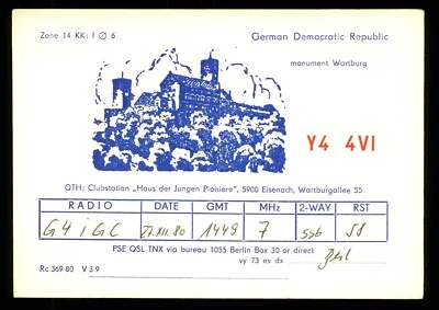QSL Radio Card Germany Y44VI 1980 Wartburg ≠ C071 - Image 1 of 2