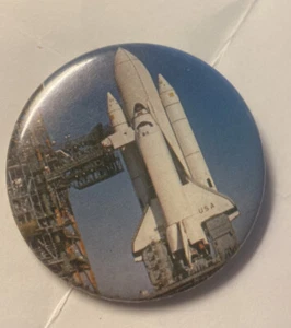 Vintage Space Shuttle Nasa Pinback Near Mint 2 1/2” Wide - Picture 1 of 3