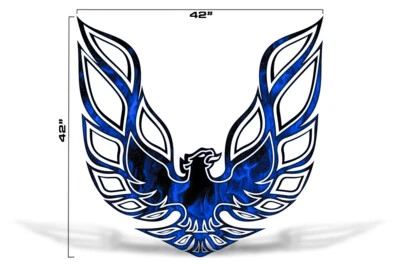 42" X 42" Firebird Hood Graphic Decal Sticker For Pontiac Trans Am BLUE FLAMES - Image 1 of 4