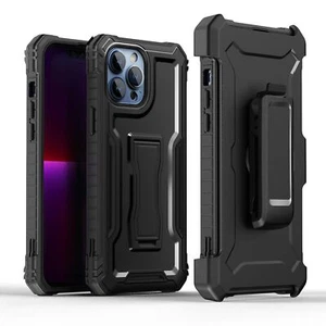 For Apple iPhone 14 Plus Shell Holster Kickstand Belt Clip TPU Rugged Case Cover - Picture 1 of 3