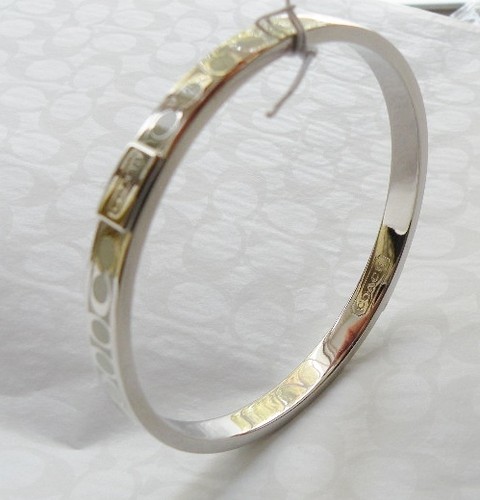 Bracciale Coach 96857 Firmato Smalto Bianco Think 1 4" Nuovo con etichette