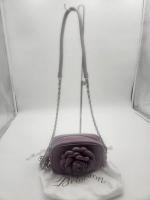 Bolsa de mão nova com etiquetas Brighton ROSIE mini câmera couro pebbled roxo glicínia $295 - Imagem 1 de 4
